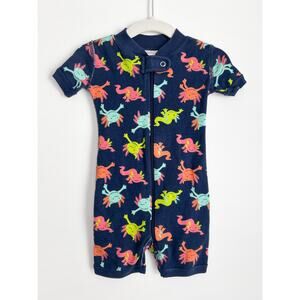 Hanna Andersson Baby Print 2-Way Zip Shortie Sleeper Size 3-6 Months Axolotl $40